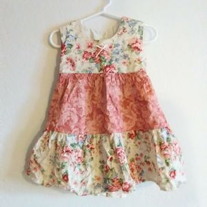 24M Vintage Tan and Pink Floral Sleeveless Dress